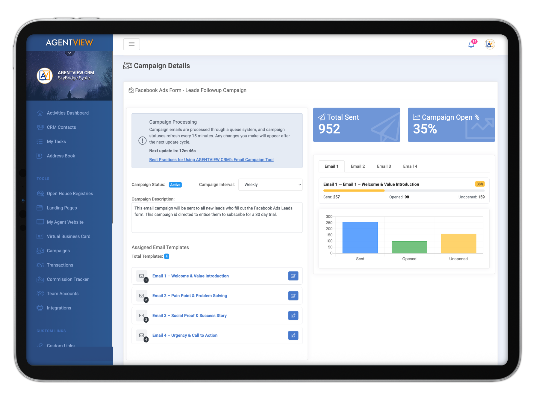 Campaign Details and Email Analytics Dashboard